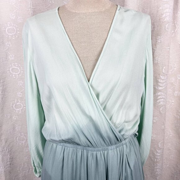 Young Fabulous & Broke Ocean Ombre midi dress asymmetrical ruffle faux wrap M - Picture 3 of 10